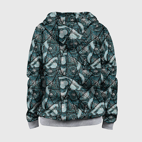 Детская толстовка на молнии Гранжевый абстрактный узор на темно сером фоне / 3D-Меланж – фото 2