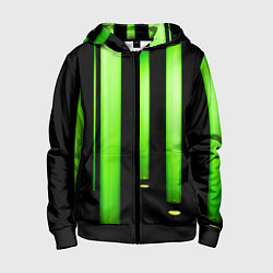 Толстовка на молнии детская Абстрактные неоновые колбы с кислотой - Зелёный, цвет: 3D-черный