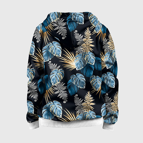 Детская толстовка на молнии Свет неоновых листьев / 3D-Белый – фото 2