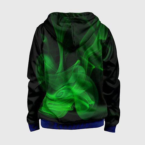 Детская толстовка на молнии Зелёный абстрактный дым / 3D-Синий – фото 2