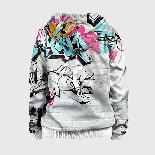 Детская толстовка на молнии Барт Симпсон на фоне стены с граффити / 3D-Белый – фото 2