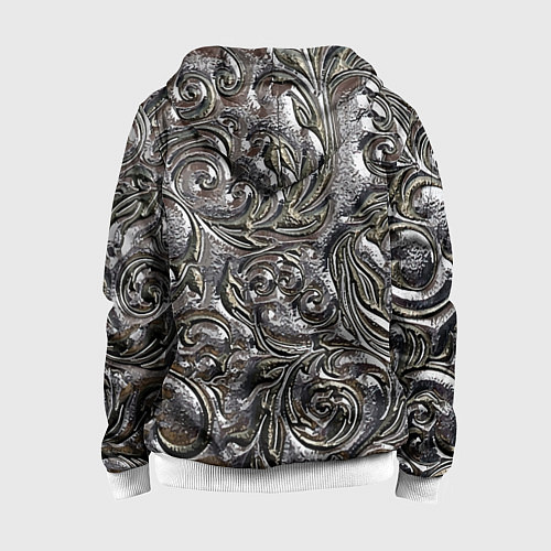 Детская толстовка на молнии Растительный орнамент - чеканка по серебру / 3D-Белый – фото 2