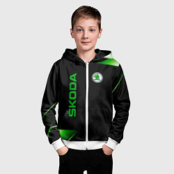 Толстовка на молнии детская Skoda Sport Абстракция, цвет: 3D-белый — фото 2