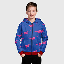 Толстовка на молнии детская Волна слушай меня узор, цвет: 3D-красный — фото 2