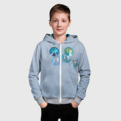 Толстовка на молнии детская Драгоценные блестящие камни на сером фоне, цвет: 3D-меланж — фото 2