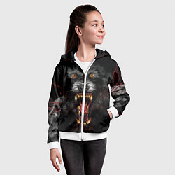 Толстовка на молнии детская Злой волк с открытой пастью, цвет: 3D-белый — фото 2