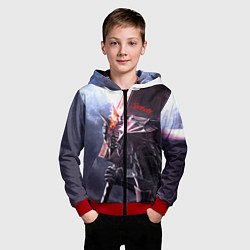 Толстовка на молнии детская Берсерк С Мечечём На Плече, цвет: 3D-красный — фото 2