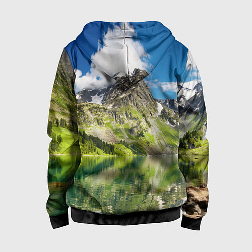 Детская толстовка на молнии Живописное горное озеро / 3D-Черный – фото 2