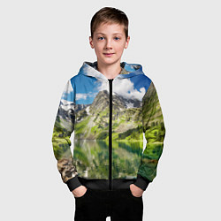 Толстовка на молнии детская Живописное горное озеро, цвет: 3D-черный — фото 2