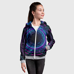 Толстовка на молнии детская Неоновый тоннель - портал, цвет: 3D-меланж — фото 2
