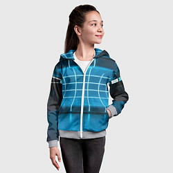 Толстовка на молнии детская Абстрактная панель неоновых голубых фонарей, цвет: 3D-меланж — фото 2