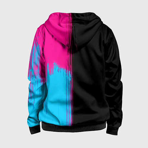 Детская толстовка на молнии Lazio - neon gradient: по-вертикали / 3D-Черный – фото 2