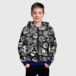 Толстовка на молнии детская Паттерн из морских ракушек, цвет: 3D-синий — фото 2