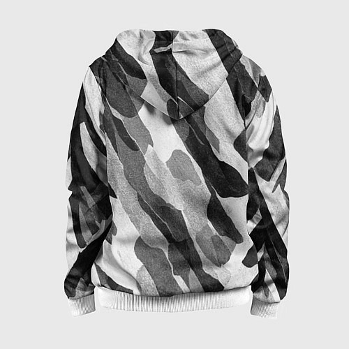 Детская толстовка на молнии Зимник - камуфляж зимний косой / 3D-Белый – фото 2