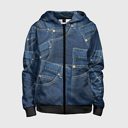 Толстовка на молнии детская Джинсовка jeans, цвет: 3D-черный