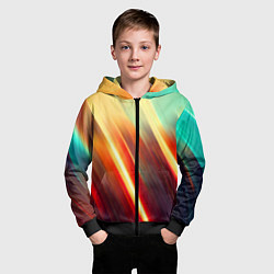 Толстовка на молнии детская Яркие размытые полосы, цвет: 3D-черный — фото 2