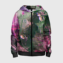 Толстовка на молнии детская Абстрактные краски и силуэты, цвет: 3D-черный