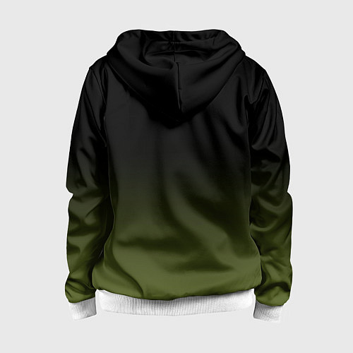 Детская толстовка на молнии Черный и хвойный зеленый градиент / 3D-Белый – фото 2