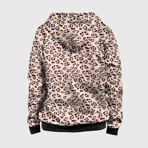 Детская толстовка на молнии Коричневый с бежевым леопардовый узор / 3D-Черный – фото 2