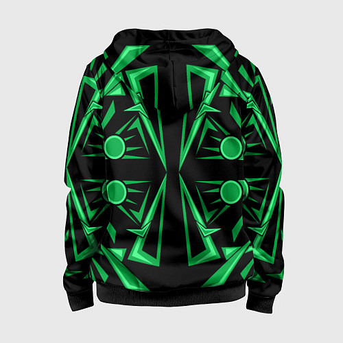 Детская толстовка на молнии Геометрический узор зеленый geometric / 3D-Черный – фото 2
