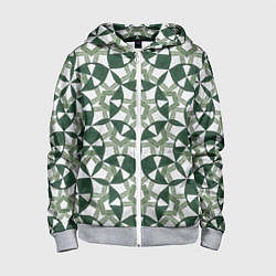 Толстовка на молнии детская Зеленый калейдоскоп, цвет: 3D-меланж