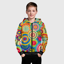 Толстовка на молнии детская Мандала-Цветы, цвет: 3D-черный — фото 2
