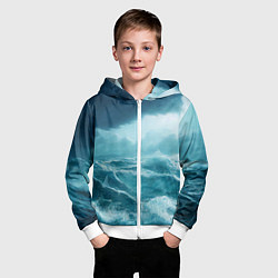 Толстовка на молнии детская Буря в море, цвет: 3D-белый — фото 2