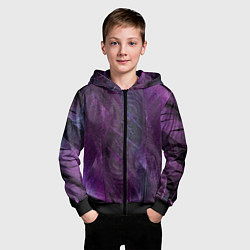 Толстовка на молнии детская Текстура из перьев, цвет: 3D-черный — фото 2