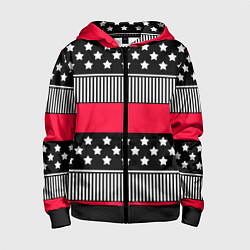 Детская толстовка на молнии Red and black pattern with stripes and stars