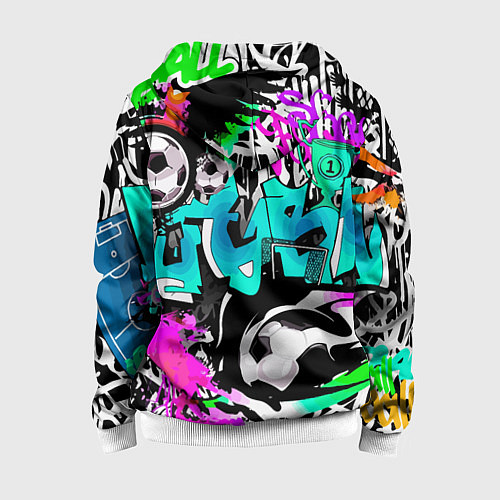 Детская толстовка на молнии Барт Симпсон - центр-форвард на фоне граффити / 3D-Белый – фото 2