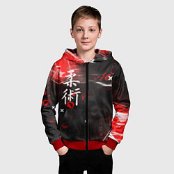 Толстовка на молнии детская Джиу-Джитсу : Глитч красный, цвет: 3D-красный — фото 2