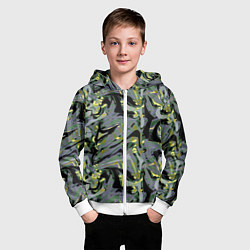 Толстовка на молнии детская Черный, серые, желтые каракули, цвет: 3D-белый — фото 2