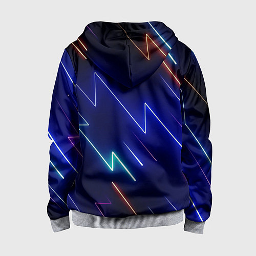 Детская толстовка на молнии Неоновые изогнутые линии / 3D-Меланж – фото 2