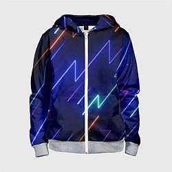 Детская толстовка на молнии Неоновые изогнутые линии