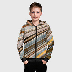 Толстовка на молнии детская Colored wavy lines, цвет: 3D-черный — фото 2