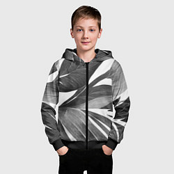Толстовка на молнии детская Чёрно-белый тропический вайб, цвет: 3D-черный — фото 2