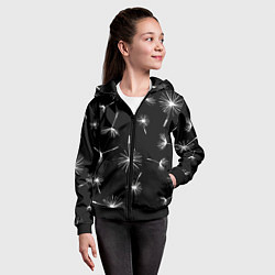 Толстовка на молнии детская Семена одуванчика на чёрном фоне, цвет: 3D-черный — фото 2