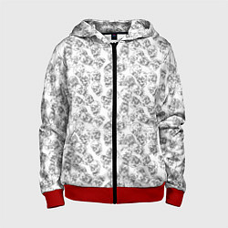 Толстовка на молнии детская Череп штрихованный, цвет: 3D-красный