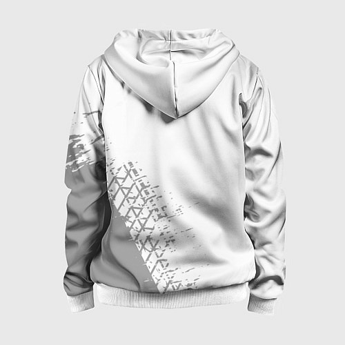 Детская толстовка на молнии Chery speed на светлом фоне со следами шин: надпис / 3D-Белый – фото 2