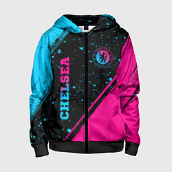 Детская толстовка на молнии Chelsea - neon gradient: надпись, символ