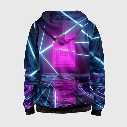 Детская толстовка на молнии Неоновые декорации / 3D-Черный – фото 2
