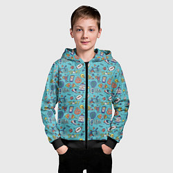 Толстовка на молнии детская Спортивный инвентарь и напитки, цвет: 3D-черный — фото 2