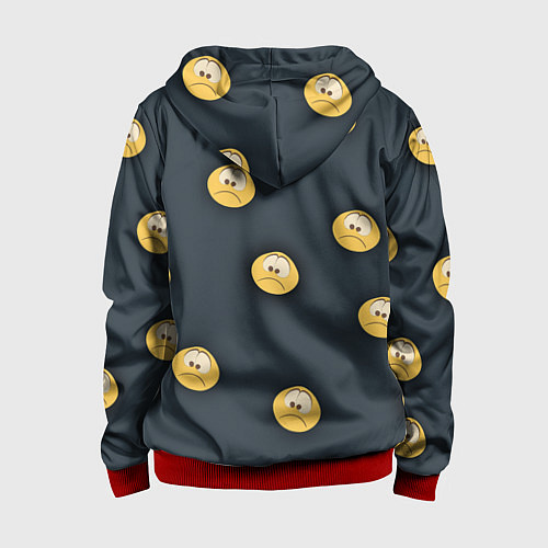 Детская толстовка на молнии Грусть смайла / 3D-Красный – фото 2