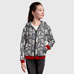 Толстовка на молнии детская Маски деревянные, цвет: 3D-красный — фото 2