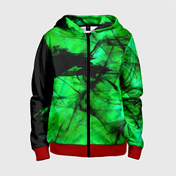 Толстовка на молнии детская Зеленый фантом, цвет: 3D-красный