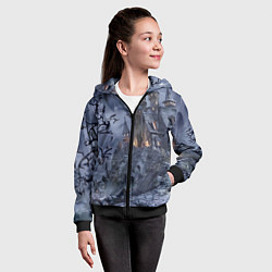 Толстовка на молнии детская Старый заброшенный замок - Halloween, цвет: 3D-черный — фото 2