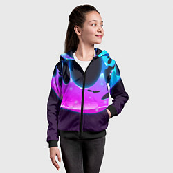 Толстовка на молнии детская Абстракция Неон Потёки, цвет: 3D-черный — фото 2