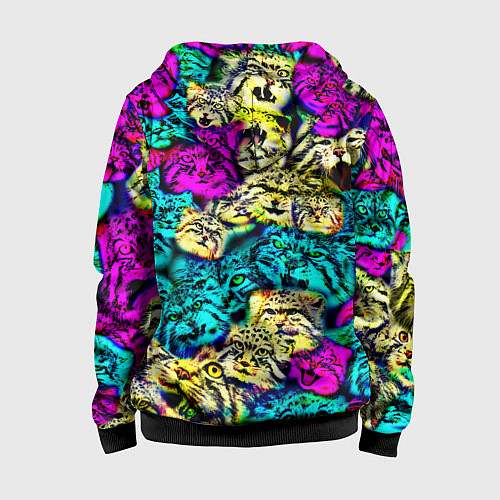 Детская толстовка на молнии Психоделические манулы / 3D-Черный – фото 2