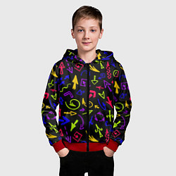 Толстовка на молнии детская Паттерн из разноцветных стрелочек, цвет: 3D-красный — фото 2