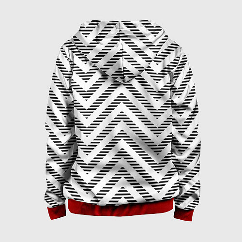 Детская толстовка на молнии Паттерн ломанных линий / 3D-Красный – фото 2